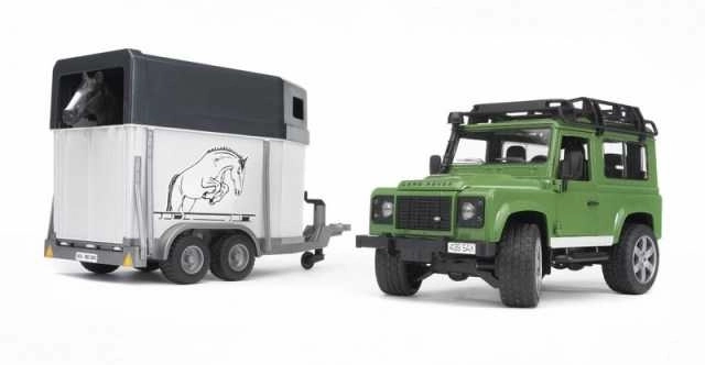 Bruder LAND ROVER z przyczepką na konie