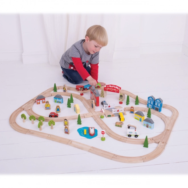 Bigjigs Rail Drewniana kolejka miasto i wieś 101 części