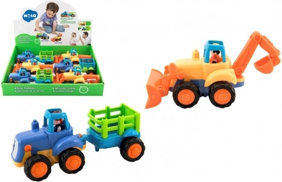 plastikowy traktor z przyczepą na napęd cierny 16 cm dla najmłodszych