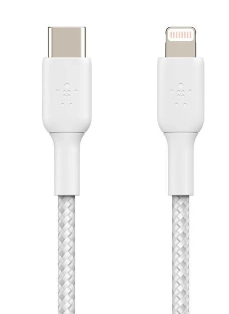 Plecione przewód USB-C na Lightning 1m biały