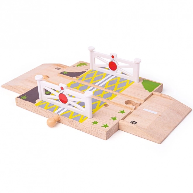 Bigjigs Rail Drewniane autostrady przejazd kolejowy z bramkami