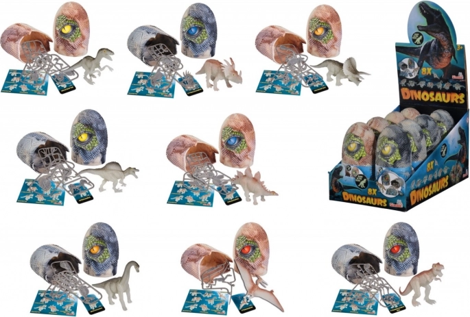 Figurka dinozaura w jajku – świeci w ciemności, 8 gatunków