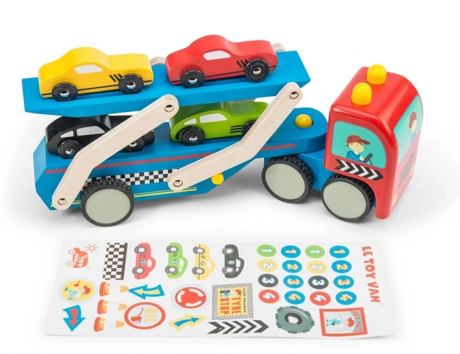 Drewniany ciągnik z samochodzikami Le Toy Van