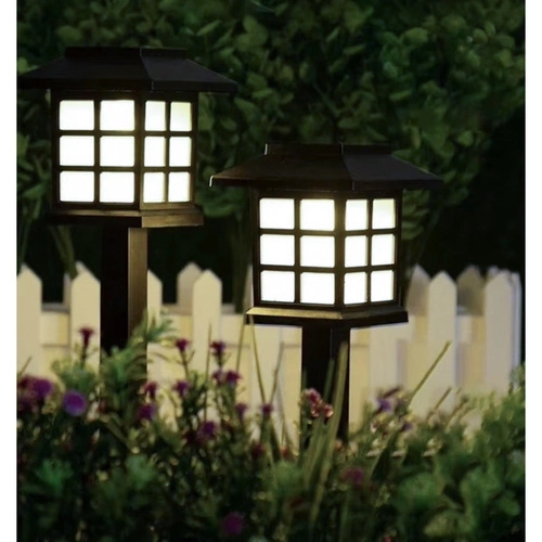 Solarne ogrodowe lampy LED – zestaw 6x domek