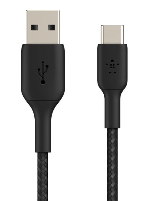 Pleciony kabel USB-C na USB-A 2m czarny