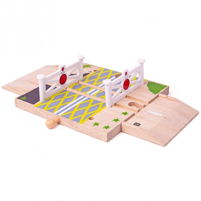Bigjigs Rail Drewniane autostrady przejazd kolejowy z bramkami