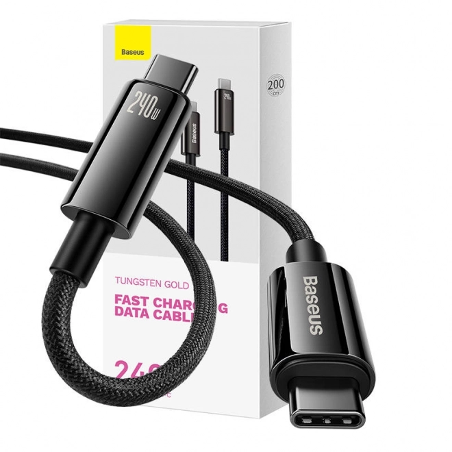 Kabel danych Baseus Tungsten Gold USB-C na USB-C 240W 2m czarny