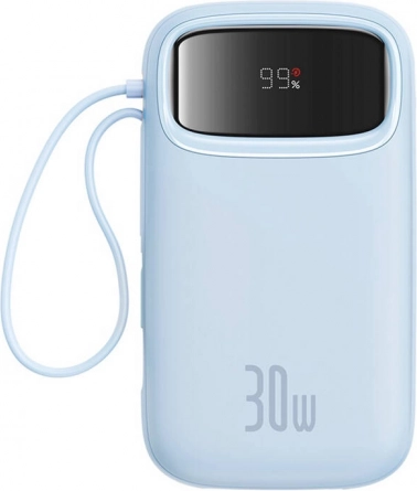 Powerbank Baseus QPow2 20000 mAh 30 W z wbudowanym kablem USB‑C (niebieska)