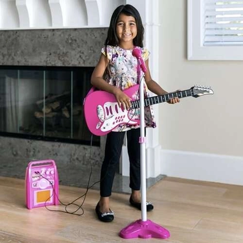 Gitara + mikrofon + wzmacniacz różowa 22407