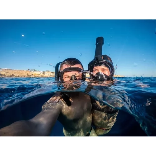czarna pełnotwarzowa maska do snorkelingu - L/XL