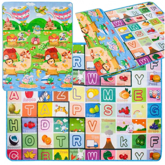 Edukacyjna dwustronna piankowa mata do zabawy 180x120 cm