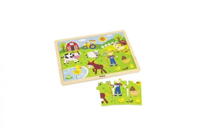Drewniane puzzle 24 elementy - farma