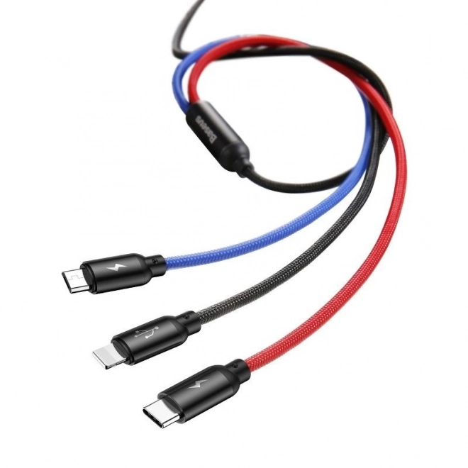 Baseus szybki kabel USB 3w1 z złączami Type C / Lightning / Micro 3A 1,2M - czarny
