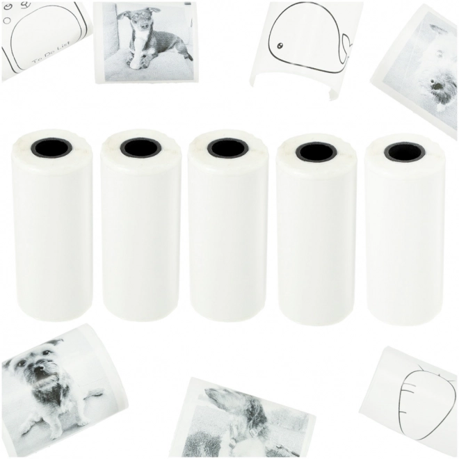 Papier termiczny samoprzylepny w rolkach do mini drukarki 5,7 cm x 4,5 m 5 sztuk