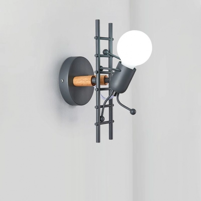 Ścienna lampa Loft Humanoid czarna