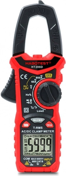 cyfrowy cęgowy multimetr habotest ht206d true rms z ncv i lpf