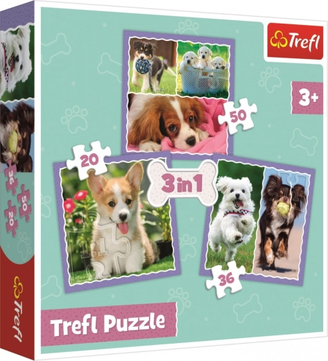 Puzzle 3w1 urocze szczeniaki Trefl
