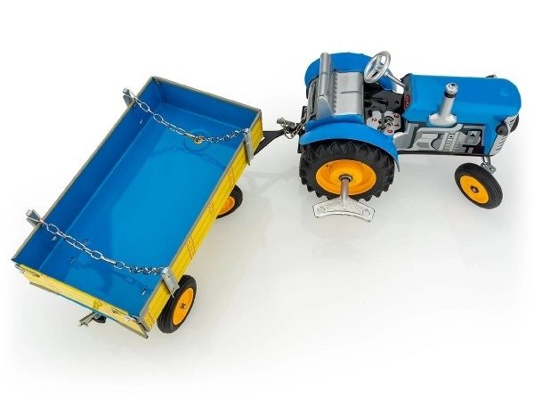 Traktor Zetor z przyczepką niebieski na kluczyk metalowy 28cm Kovap w pudełku
