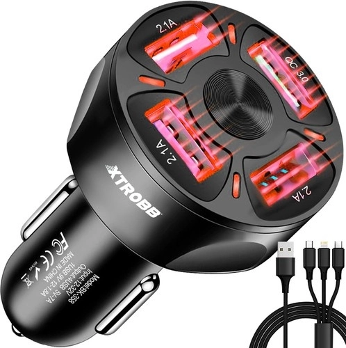 4x Ładowarka USB do auta + Kabel Xtrobb 19907