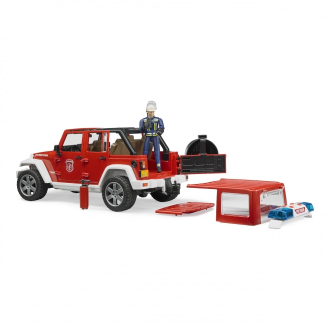 Bruder Czerwony JEEP WRANGLER Straż Pożarna z figurką i akcesoriami