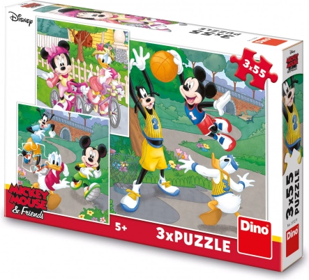 Puzzle MICKEY I MINNIE uprawiają sport 3×55 elementów