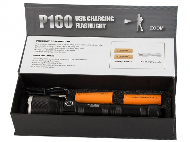 Wojskowa taktyczna latarka Bailong z Cree LED XHP160