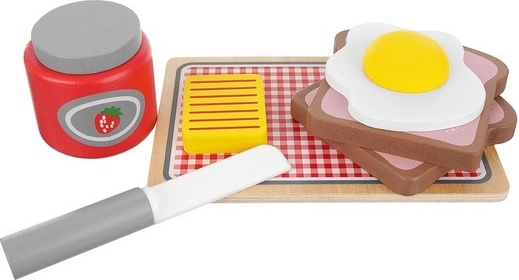 Kompletny zestaw śniadaniowy z dżemem i jajkiem