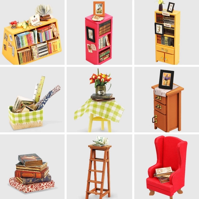 Samova czytelnia - Biblioteczka DIY Miniaturowy domek dla lalek