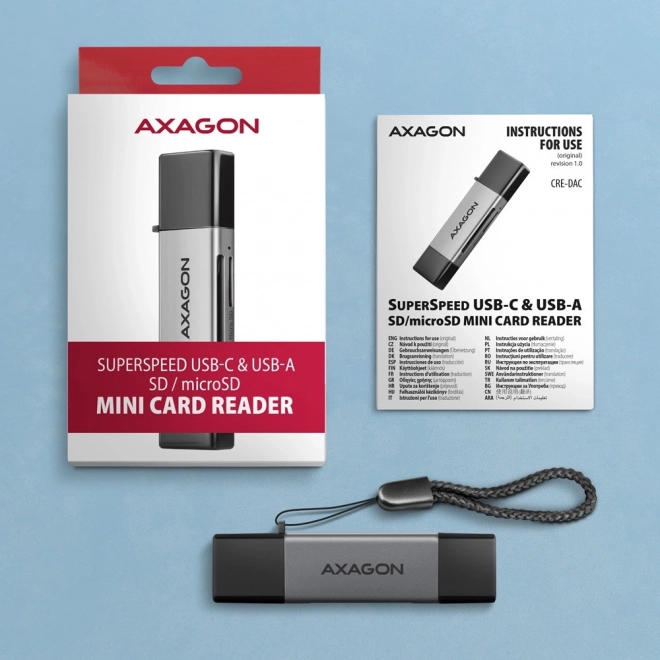 Zewnętrzny czytnik kart CRE-DAC USB3.2 Gen 1 Type-C + Type-A SD/microSD