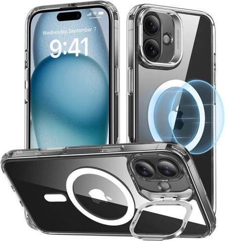 Etui ESR Classic Hybrid HaloLock ze stojakiem do iPhone 16 – przezroczyste