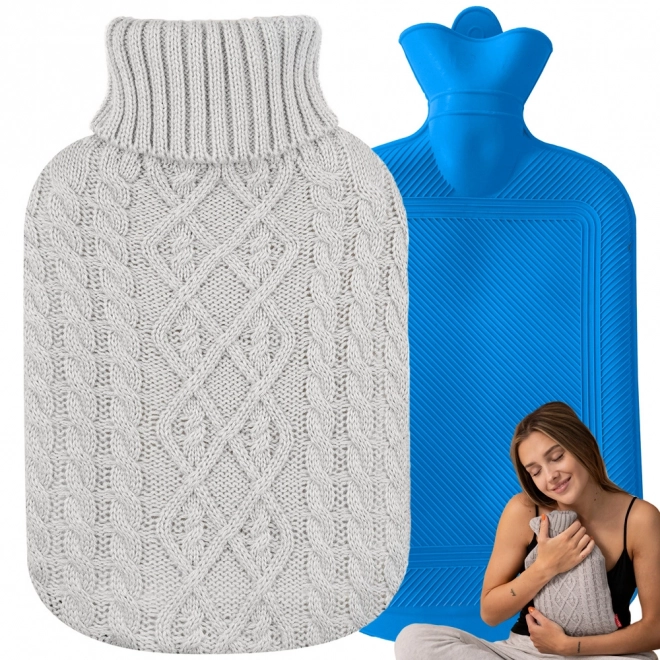 Termofor z dzianym pokrowcem 2 l – szary