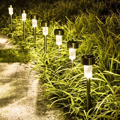 Solarne ogrodowe lampy LED - zestaw 10, wkopywane, wodoodporne, ciepłe białe światło