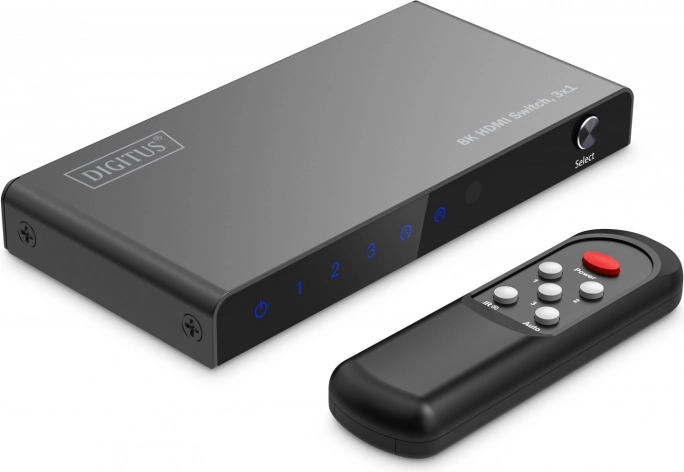 Przełącznik 8K HDMI 3×1 z pilotem, 60 Hz, HDR, HDCP 2.3