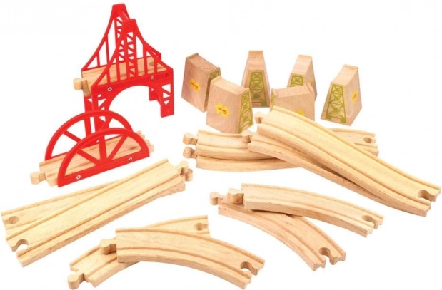 Drewniany zestaw mostów kolejowych 18 elementów Bigjigs Rail
