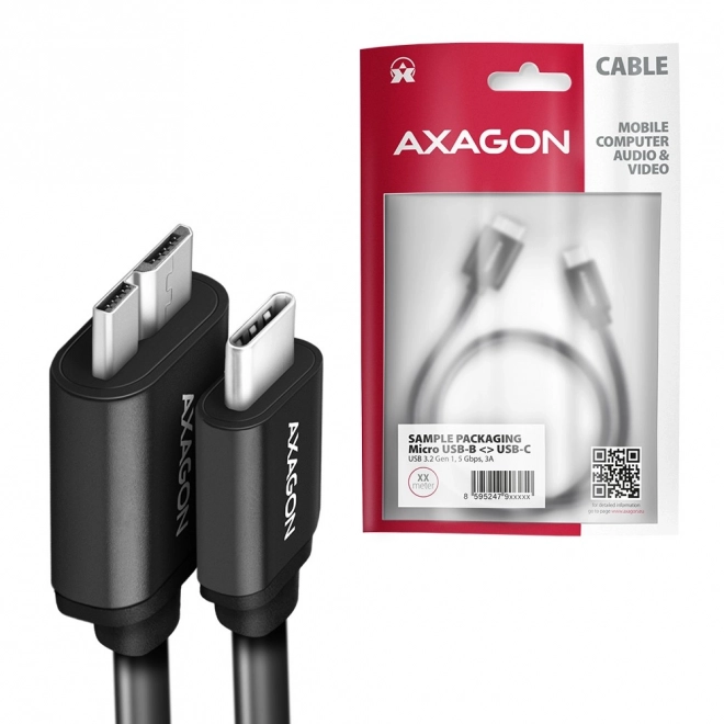 Kabel Micro-B USB na USB-C 3.2 Gen 1 1m 3A ALU PVC