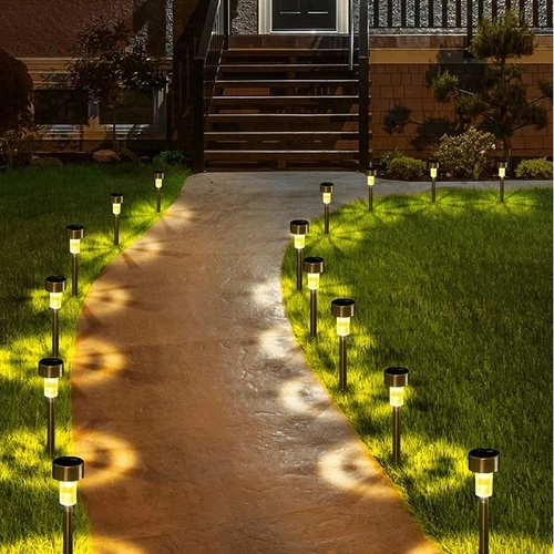 Solarne ogrodowe lampy LED - zestaw 10, wkopywane, wodoodporne, ciepłe białe światło