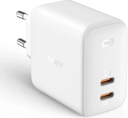 Ładowarka sieciowa AUKEY Omnia Duo PA-B4, 2× USB‑C, Power Delivery 3.0, GaN, 65 W, biała