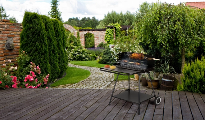 Przenośny grill ogrodowy z półką 2 ruszty SL5434P