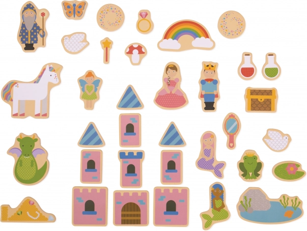 Bigjigs Toys baśniowe drewniane magnety – zestaw 35 szt.