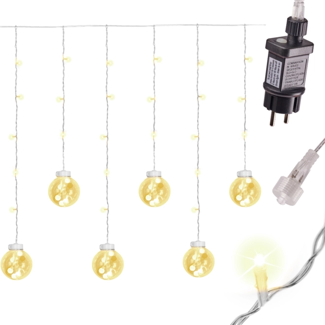 Świąteczna kurtyna LED z kulami 3 m, 108 LED