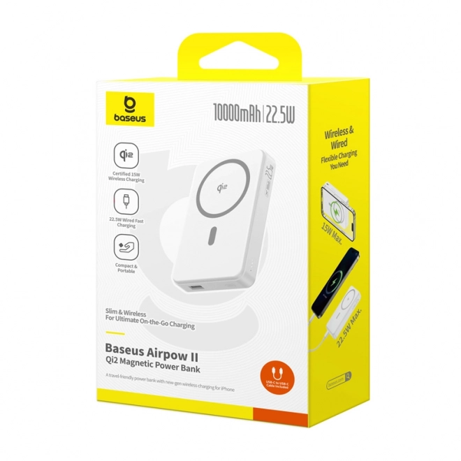 Baseus Airpow II magnetyczna powerbank 10000mAh z bezprzewodowym i szybkim ładowaniem