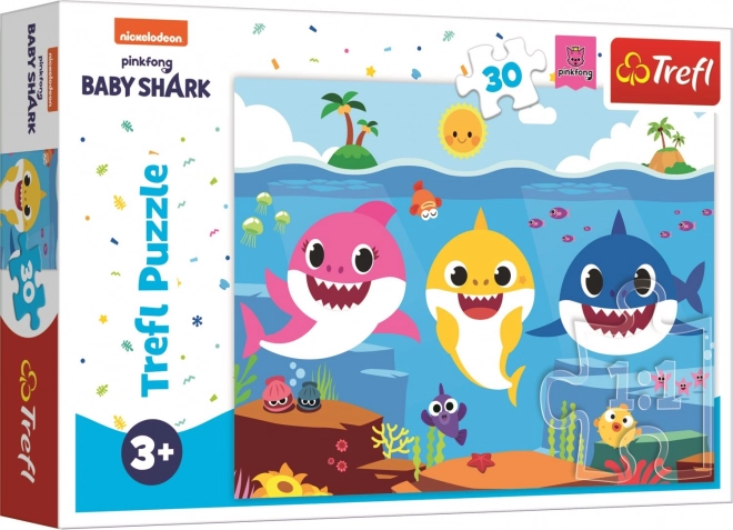 Puzzle Podwodny Świat Rekinów/Baby Shark 27x20cm 30 elementów w pudełku 21x14x4cm