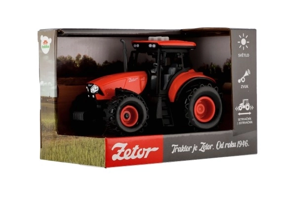 Czerwony traktor Zetor na rozpęd z efektami dźwiękowymi i świetlnymi