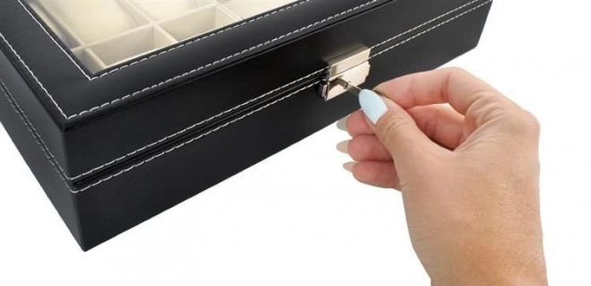 Elegancki czarny organizer na zegarki i okulary