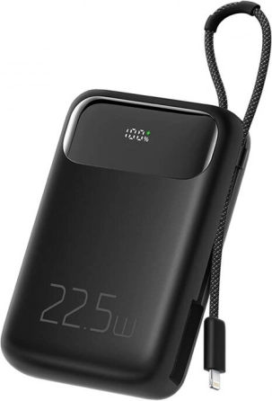 Powerbank Mcdodo 10000 mAh z kablem Lightning, 22,5 W (czarna)