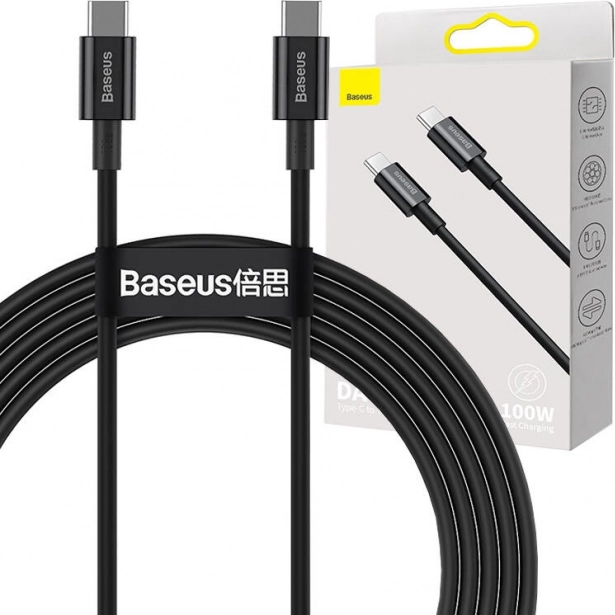 Baseus kabel USB-C do USB-C, szybkie ładowanie 100 W, 1 m, czarny