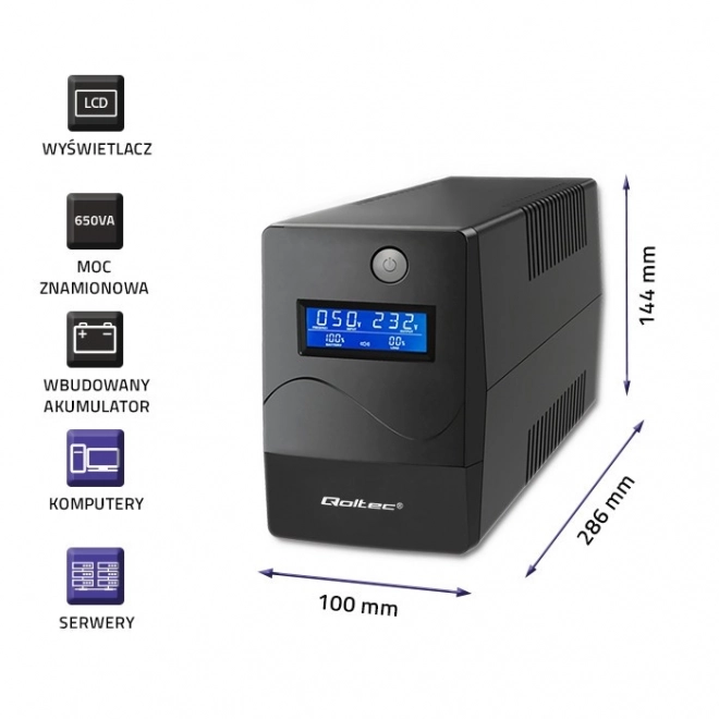 Zasilacz awaryjny UPS Monolith 650VA 360W LCD USB RJ45