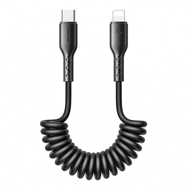 Szybko ładujący kabel samochodowy Joyroom Type-C na Lightning z serii Easy-Travel 30W 1,5 m, spiralny (czarny)