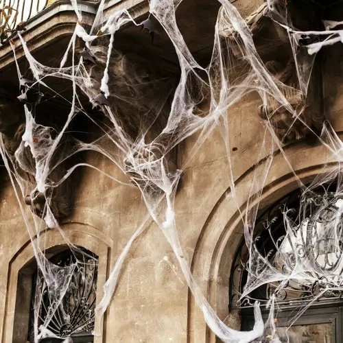 Sztuczna pajęczyna z pająkami na Halloween