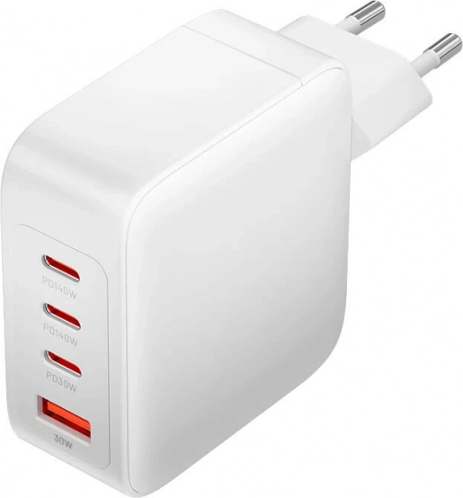 Ładowarka sieciowa Vention 140W GaN z 3× USB‑C i USB‑A (biała)